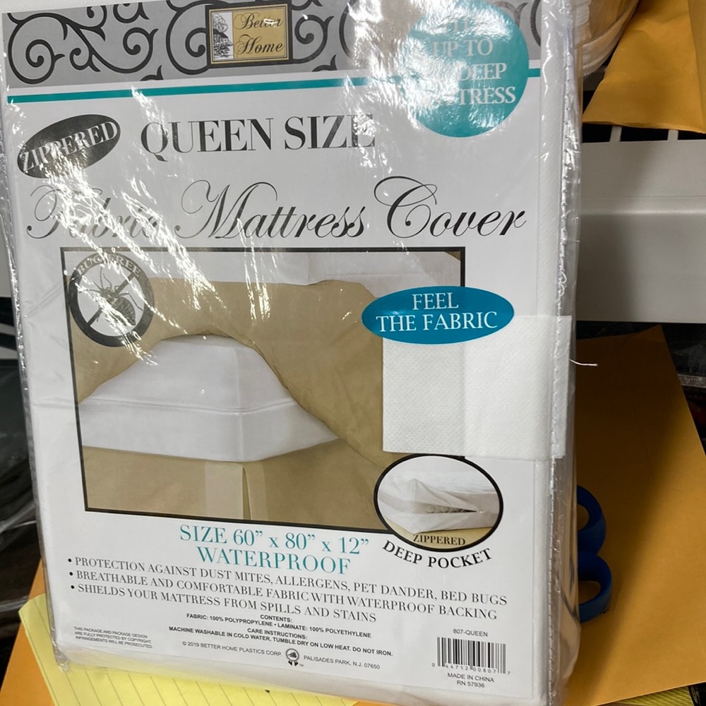 Queen bed bug proof, mattress, cover, fully zippered, fabric cover